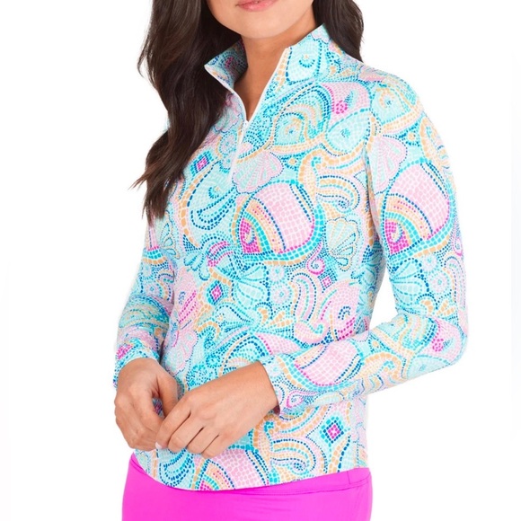 Tops - Ibkul Mariel Mock Neck Long Sleeve Top Candy Pink